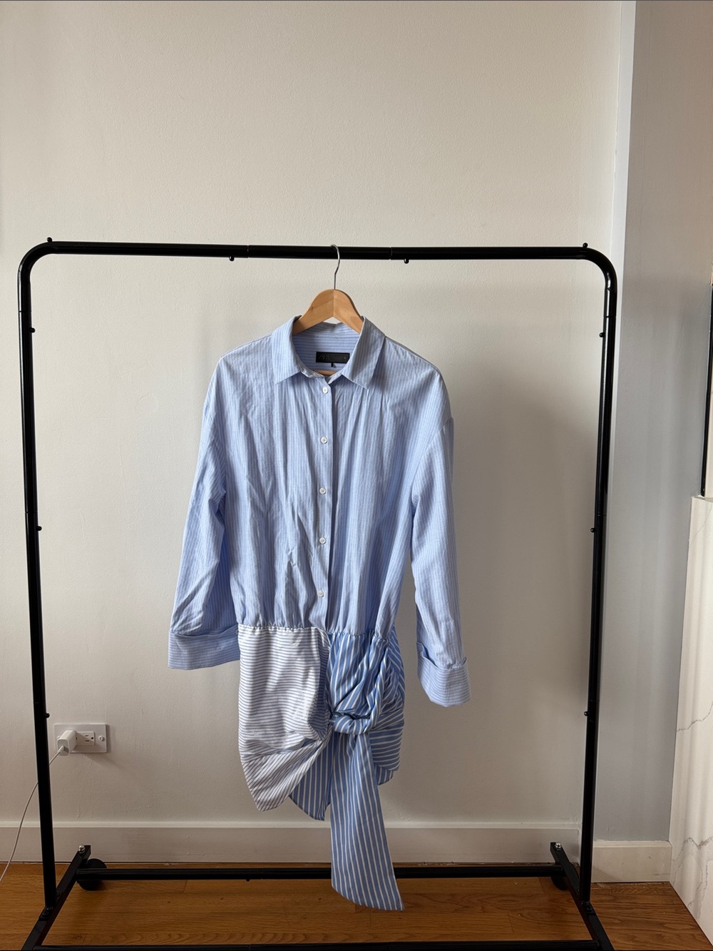 Zara Light Blue Striped Women’s Button-Down Shirt Dress